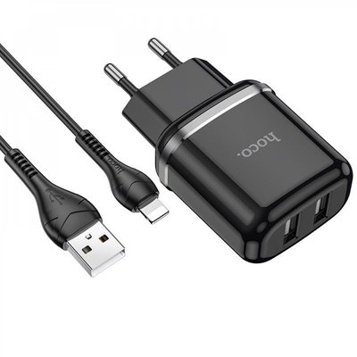МЗП Hoco N4 Aspiring + Cable (Lightning) 2.4A 2USB black 307740001 фото