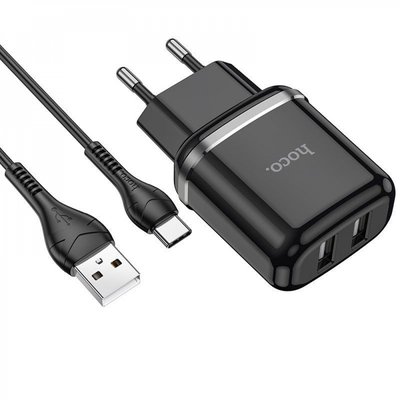 МЗП Hoco N4 Aspiring + Cable (Type-C) 2.4A 2USB black 307750001 фото