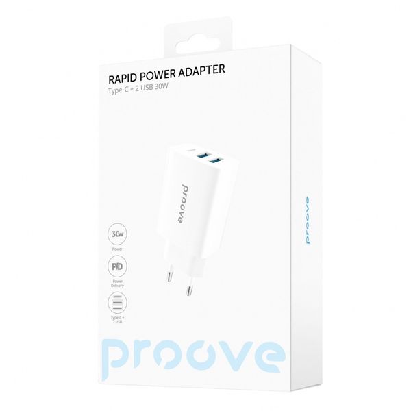 МЗП Proove Rapid 30W (2 USB + Type-C) white 483950003 фото