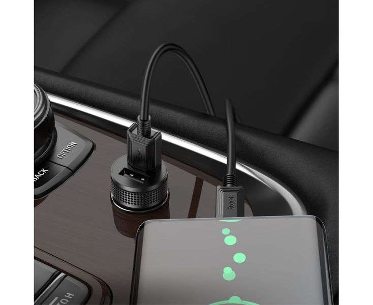 Автомобільний зарядний пристрій Hoco Z49 Level 2 × USB Black 00143 фото