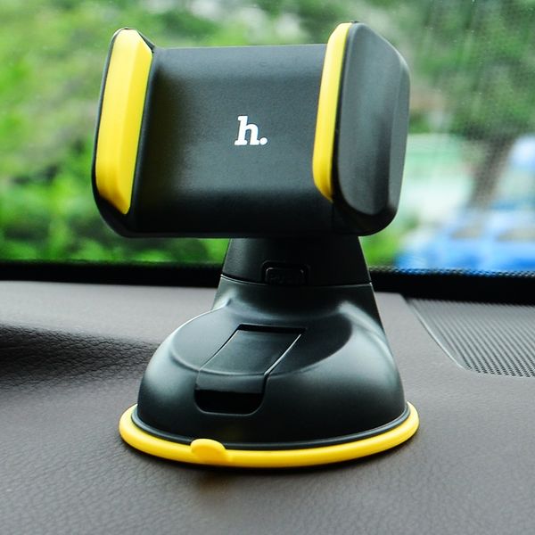 Автомобільний тримач для телефону з присоскою Hoco CA5 чорно-жовтий 00165 фото