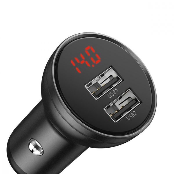 АЗП Baseus Digital Display Dual USB 4.8A Car Charger 24W with Three Primary Colors 3-in-1 gray 298690010 фото