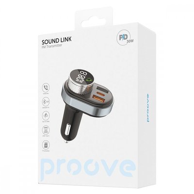 АЗП Proove FM Launcher Sound Link 30W (PD+QC3.0) Type-C+USB black 508810001 фото