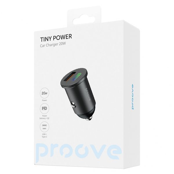 АЗП Proove Tiny Power 20W (USB + Type-C) black 488560001 фото
