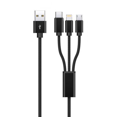 Кабель Proove Triple Connection 3 in 1 Type-C + Micro USB + Lightning (1,2m) black 491920001 фото