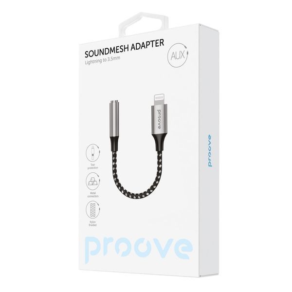 Перехідник AUX Proove SoundMesh Lightning to 3.5mm gray 548030010 фото
