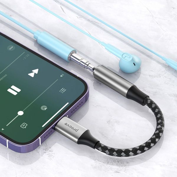 Перехідник AUX Proove SoundMesh Lightning to 3.5mm gray 548030010 фото