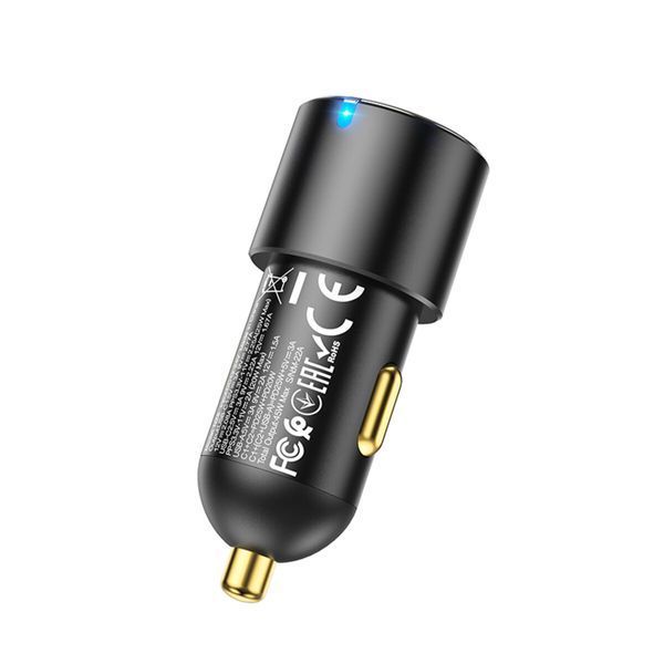 АВТОМОБИЛЬНОЕ ЗАРЯДНОЕ УСТРОЙСТВО HOCO NZ6 PD45W 3-PORT(2C1A) CAR CHARGER BLACK 20391 фото