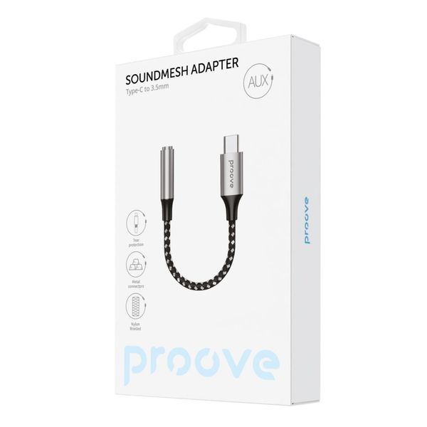 Перехідник AUX Proove SoundMesh Type-C to 3.5mm gray 548040010 фото