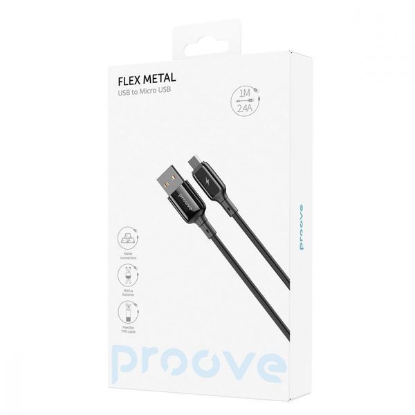 Кабель Proove Flex Metal Micro USB 2.4A (1m) white 505020003 фото