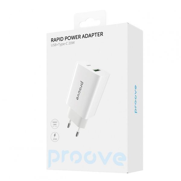 МЗП Proove Rapid 20W (Type-C + USB) white 349150003 фото