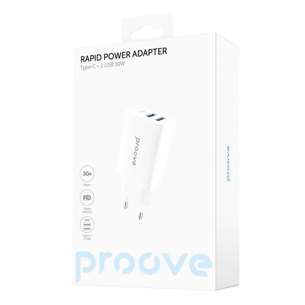 МЗП Proove Rapid 30W (2 USB + Type-C) white 483950003 фото