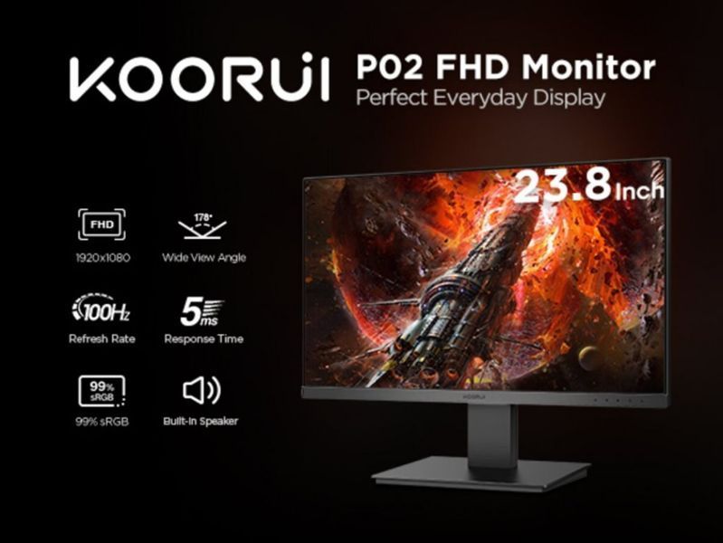 Монітор KOORUI 23.8 Business IPS Black FHD 100HZ (P02) 51235 фото