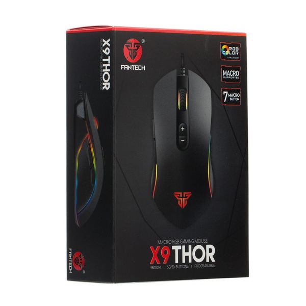 Ігрова комп'ютерна миша Fantech X9 Thor USB з RGB c підсвічуванням 1.8м DPI 4800 Програмована Black 85940 фото