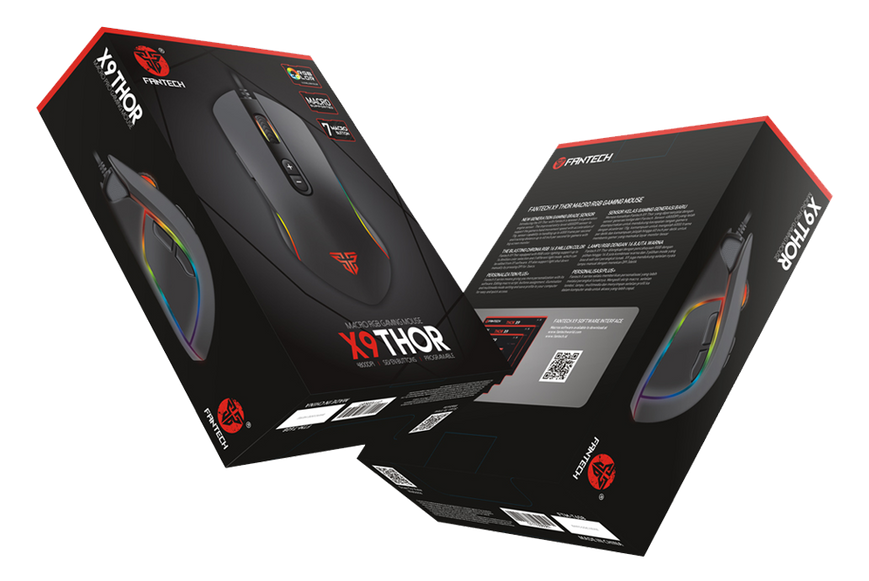 Ігрова комп'ютерна миша Fantech X9 Thor USB з RGB c підсвічуванням 1.8м DPI 4800 Програмована Black 85940 фото