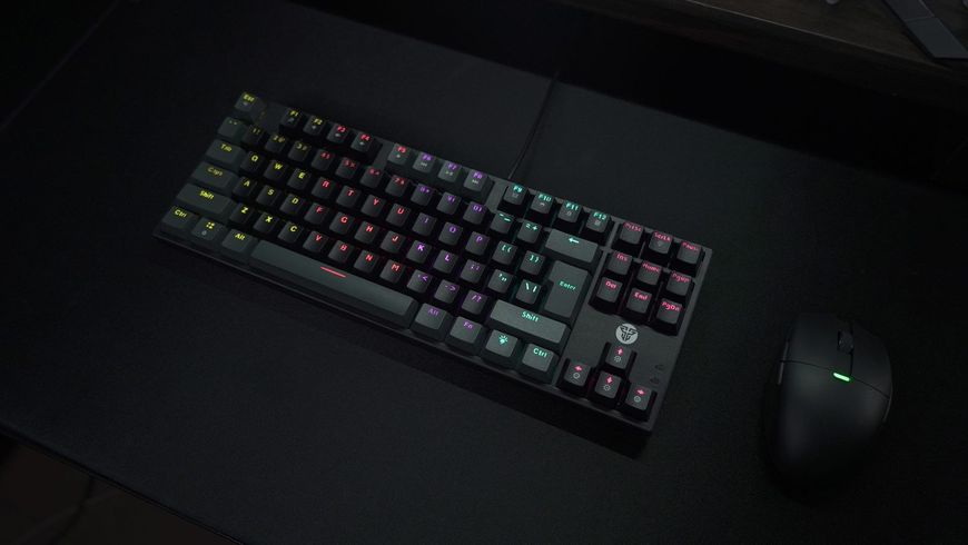 Ігрова провідна механічна клавіатура Fantech ATOM MK876, TKL, Blue "Clicky", RGB, Black/Gray 747383 фото