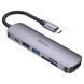 Мультиадаптер хаб Hoco HB28 6в1 Type-C to USB 3.0 (F)/ USB 2.0 (F)/ HDMI (F)/ Type-C (F)/ SD/ TF PD 100W 0.135m metal gray 00527 фото 4