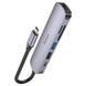 Мультиадаптер хаб Hoco HB28 6в1 Type-C to USB 3.0 (F)/ USB 2.0 (F)/ HDMI (F)/ Type-C (F)/ SD/ TF PD 100W 0.135m metal gray 00527 фото 1