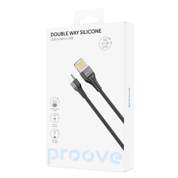 Кабель Proove Double Way Silicone Micro USB 2.4A (1m) white 505070003 фото