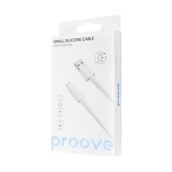 Кабель Proove Small Silicone Lightning 2.4A (1m) white 349160003 фото