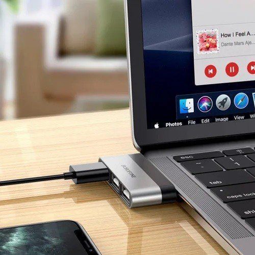 USB HUB Borofone DH1 Type-C to 3USB сірий 00523 фото