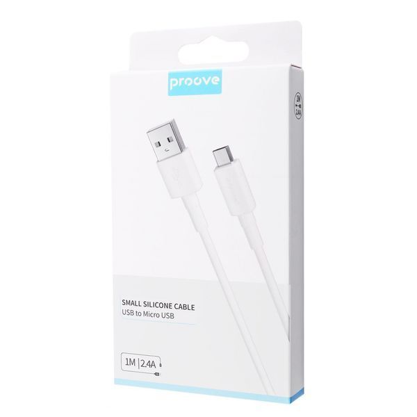 Кабель Proove Small Silicone Micro USB 2.4A (1m) white 349170003 фото