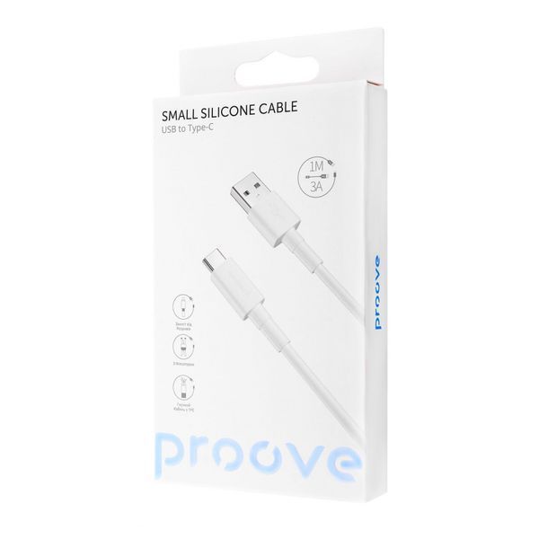 Кабель Proove Small Silicone Type-C 3A (1m) white 349180003 фото