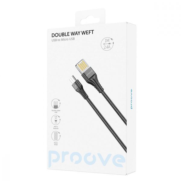 Кабель Proove Double Way Weft Micro USB 2.4A (1m) white 508770003 фото
