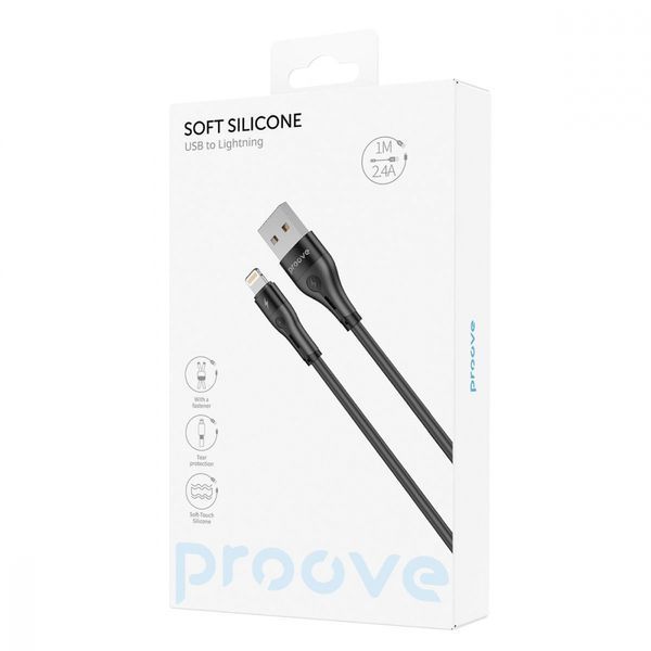 Кабель Proove Soft Silicone Lightning 2.4A (1m) black 492020001 фото