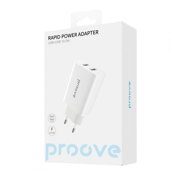 МЗП Proove Rapid 10.5W (2USB) white 349140003 фото